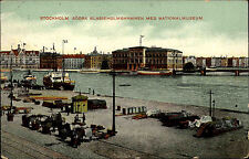 Stockholm Schweden Sverige 1908 Museum Hafen Schiffe Vintage Postcard Sweden
