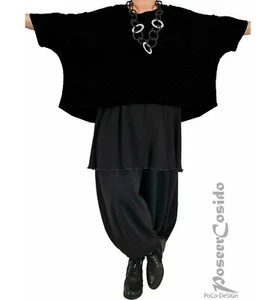 PoCo LAGENLOOK Überwurf Shirt schwarz 44 46 48 50 52 54 56 58 L-XL-XXL-XXXL - Bild 1 von 22