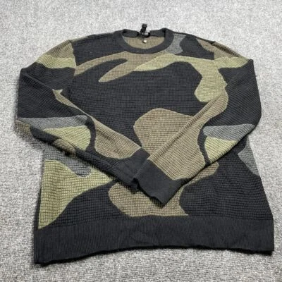 Express Men's Multicolor Camouflage Print Crew-Neck Knit Pullover Sweater Size L - Image 1 of 4