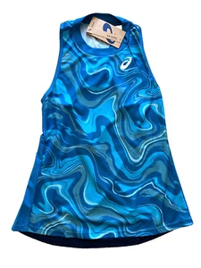 NWT NEW ASICS athletic tank top M MEDIUM graphic print polyester TIGHT FIT - Picture 1 of 2