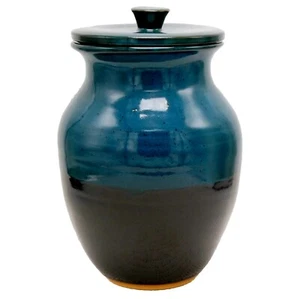 Large Adult Funeral Cremation Urn Human Ash 215 cu inch Green-Blue Black Ceramic - Picture 1 of 11