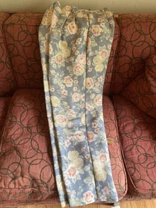 Pantaloni alla caviglia Talbots vintage blu stampa floreale, misto lino, taglia 8, plissettati davanti - Foto 1 di 13