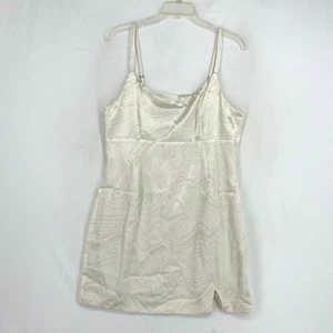 Wild Fable Juniors Size Large Notch Slip Dress Light Beige Ivory Marble Satin - Picture 1 of 9