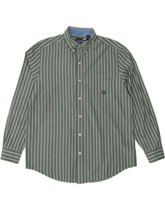 CHAPS Mens Shirt Large Green Striped Cotton AO03 - Picture 1 of 3