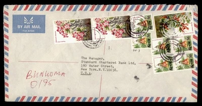 DR WHO 1985 KENYA FLOWER BLOCK BUNGOMA AIRMAIL TO USA M56945 - image 1 of 2
