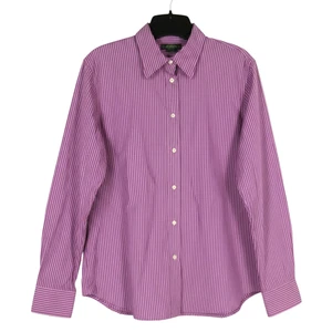 CAMISA/TOP L LAUREN RALPH LAUREN Para Mujer TWILL Abotonada RAYAS MORADAS Logo Puño - Imagen 1 de 5