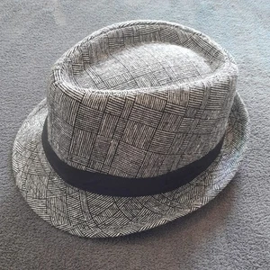 Trilby Pork Pie Hut Herren Grau Schwarz 58cm - Bild 1 von 5