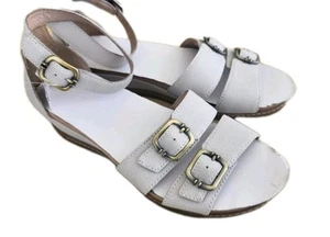 Dansko Astrid Size US 7 Eur 37 Wedge Sandals Adjustable Strap Ivory Nubuck New - Picture 1 of 9