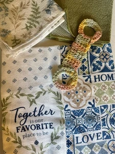 5 tlg Häkel/Mikrofaser Heim Handtuch Set - Bild 1 von 2