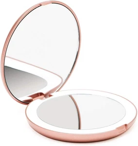 LED Lighted Travel Makeup Mirror, 1x/10x Magnification - Daylight LED, Compact - Picture 1 of 12