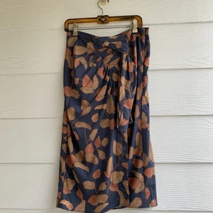 Wayward Fancies eShakti Midi Skirt Women L Gathered  Boho Leaf Print - Picture 1 of 11