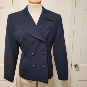 Blazer donna vintage Oleg Cassini taglia 6 blu scuro - Foto 1 di 9