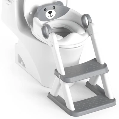 Toddler Potty Training Toilet Seat Foldable Potty Seat w/Steps Ladder Step Stool - Image 1 of 4