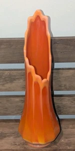 Vintage MCM LE Smith Bittersweet Orange Swung Glass 12 Panel Vase 15.5" - Picture 1 of 16