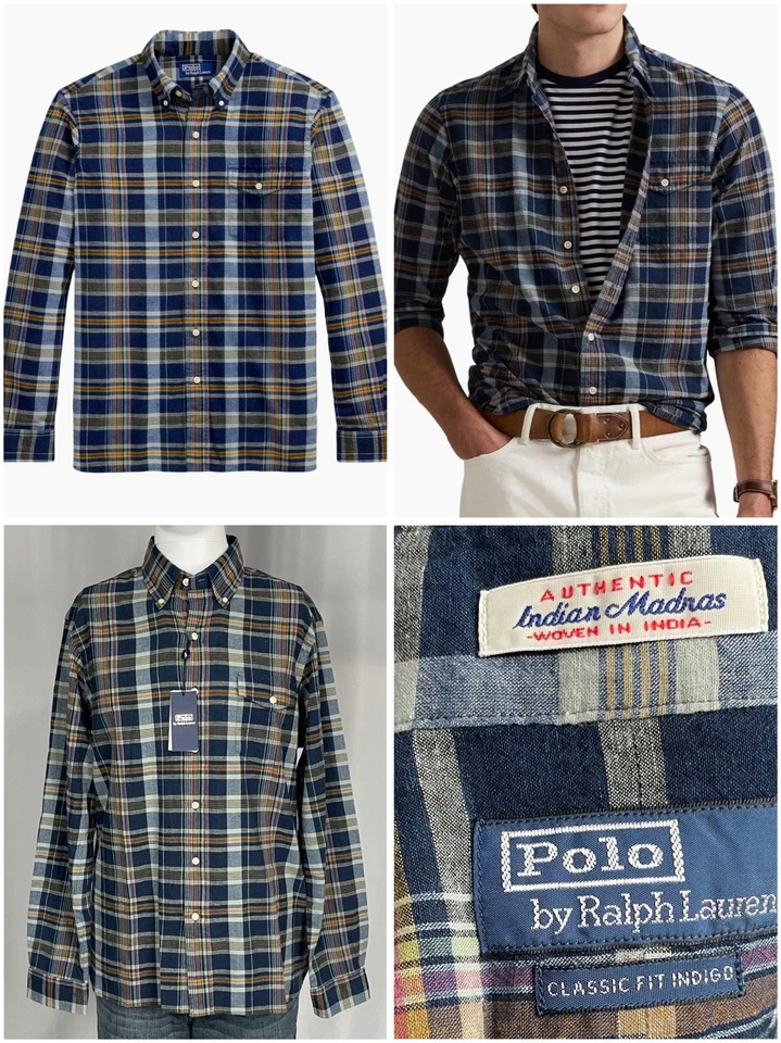 Polo Ralph Lauren 2XL Men's Classic-Fit Oxford Shirt - Blue/Pink /Tattersall