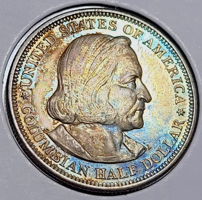 1893 "COLUMBIAN" SILVER Half Dollar! "Chicago World's Fair Expo Comm. Nice Toned - Image 1 of 4