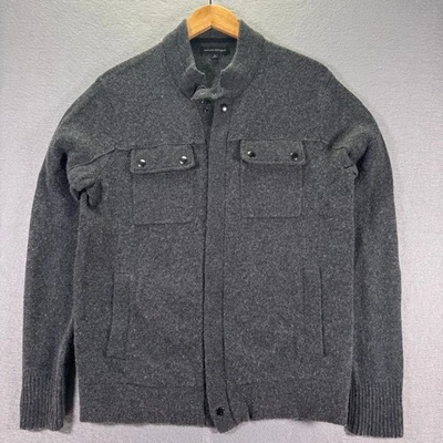 Chaqueta de moto de lana Banana Republic para hombre gris medio hebilla merino tejido extra fino Foto 1 de 4