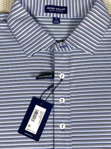 Camisa Polo Peter Millar Para Hombre XL Rayas A Medida Golf Rendimiento Elastizada - Imagen 1 de 11