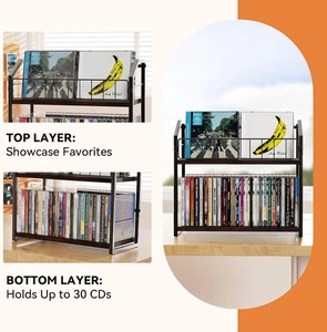 Porta CD a 2 livelli scaffale di archiviazione CD DVD display organizer CD archiviazione DVD premium - Foto 1 di 8