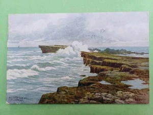 POST CARD SALMON AR QUINTON 2812 ROUGH SEA, FILEY BRIGG - Picture 1 of 2