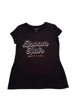 Wound Up Tee Shirt Junior Womens 15-17 Black Graphic Shirt Broom Hair Don't Care - Image 1 of 4