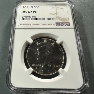 2011-D 50C Kennedy Half Dollar, NGC MS67 PL, PROOF LIKE (86812) - Picture 1 of 2