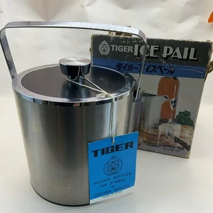 Vintage Ice Bucket Tiger Japan 1970's 80s Boxed Unused Chrome Retro Cocktail - Picture 1 of 9