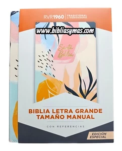 Biblia RV60 letra grande tamaño manual referencias floral - Personalizada - Foto 1 di 10