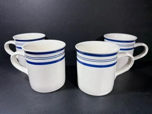 4 Vintage Ralph Lauren Cafe Streifen blau Kaffeetassen - neu mit Etikett - Bild 1 von 5