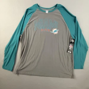 Miami Dolphins Sleep Shirt Men's 2XL Gray Teal NFL Football Long Sleeve - Picture 1 of 10
