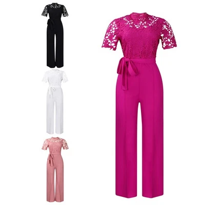 Frauen Bodysuit Spitze Pullover Abend Overalls Erwachsene Kurze Ärmel Cocktail - Bild 1 von 3