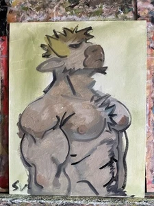 French Realism Male Minotaur 11x14 Original Oil Painting On Canvas Gay Interest - Picture 1 of 2