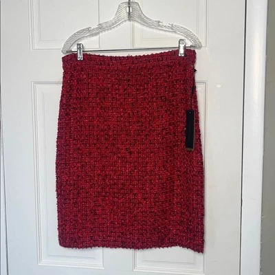 Donna Karan Boucle Tweed Red Pink Pencil Skirt 10 - Image 1 of 4