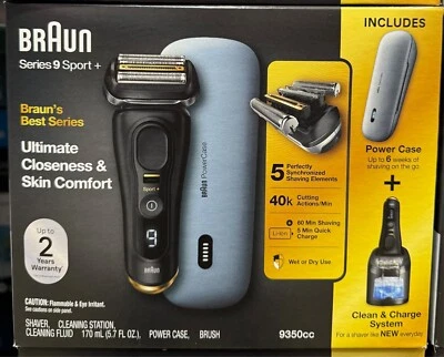 BRAUN Series 9 Sport + Electric Shaver Wet & Dry Clean & Charge System 9350CC - Image 1 of 3