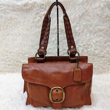  11420 Bleecker Bag Brown Leather Legacy Tattersall Lined Satchel EUC COACH used