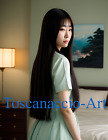 The young japanese woman in dress digital AI art image
