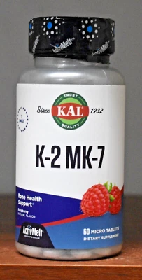 KAL K-2 MK-7 60 Micro Comprimidos Sabor Frambuesa ActivMelt Salud Ósea 100 mcg Foto 1 de 4