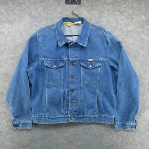 VTG Rustler Jacket Mens XL Blue Trucker Cowboy Western Rodeo Faded Denim USA 90s - Picture 1 of 20