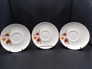 3 Vintage USA Salem Autumn Leaves Pattern Saucers 6" American Ironstone F25 - Picture 1 of 8