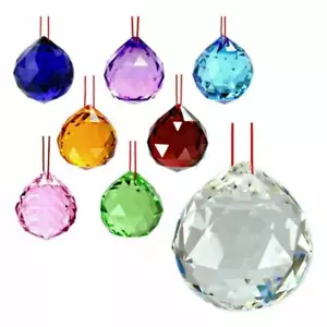 FENG SHUI HANGING CRYSTAL BALL 1.5" 40mm Choice of Colors Faceted Prism Sphere - Picture 1 of 9