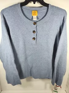 Ruby Rd Womens Size Petite Large 3 Button Pullover Knit Sweater Blue Chambry New - Picture 1 of 7