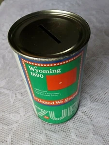 VINTAGE 7-UP WYOMING SODA CAN BANK * BICENTENNIAL 1976 STEEL CAN * - Picture 1 of 8