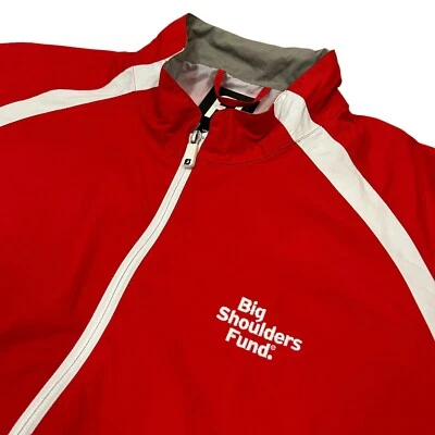 Footjoy Men's Large Short Sleeve 1/2 Zip Golf Windbreaker Jacket Red White - Image 1 of 4