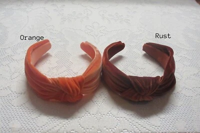 Diadema retro hecha a mano con nudo superior Sherbet naranja óxido terciopelo 2 colores Foto 1 de 2