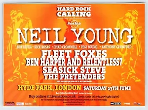2009 NEIL YOUNG CONCERT HYDE PARK LONDON AD Vintage 5" X 7" Magazine Clip M605 - Picture 1 of 1