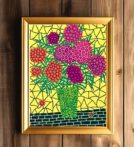 Yayoi Kusama Flower Painting Exhibition Flower Motif Wall Art - Picture 1 of 4