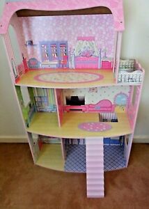 KidKraft Girls Wooden Pink 3 Levels dollshouse + furniture doll house wooden