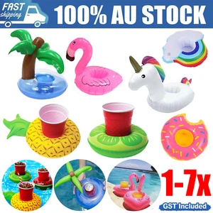 Inflatable Floating Drink Cup Can Beer Holder Swimming Pool Luau Beach Party AU - Picture 1 of 17