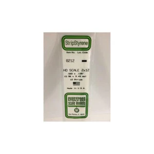 Evergreen Styrene Strips Ho 2 X 12 (10)*, #EG8212 - Picture 1 of 1