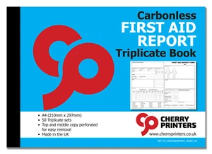 Cherry NCR First Aid Report Triplicate Book A4 (297mm x 210mm) 50 sets - Picture 1 of 4